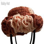 Crochet baby hat with ruffles in warm tones, perfect for mommy and me apparel matching outfits