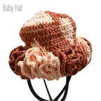 Handmade Ruffle Baby Hat in Pink and Brown, part of mommy and me apparel collection
