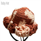 Handmade knitted baby hat with ruffles, perfect for mommy and me apparel matching outfits