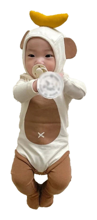 Adorable monkey baby onesie cotton with ears and hat, perfect for infants and toddlers