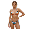 LuckeLadybug multi color bikini for women featuring a stylish striped design and adjustable ties