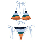 LuckeLadybug multi color bikini for women with a trendy striped design and adjustable ties