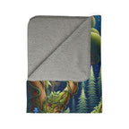LuckeLadybug sherpa mushroom cabin blanket for couch with forest and tree design