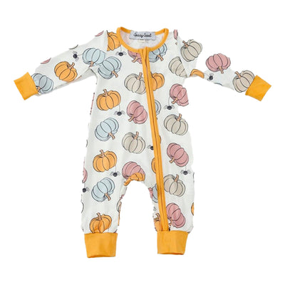 Adorable Mustard Pumpkin Boy Romper For Stylish Babies & Toddlers - Shop Now! - LuckeLadybug LLC