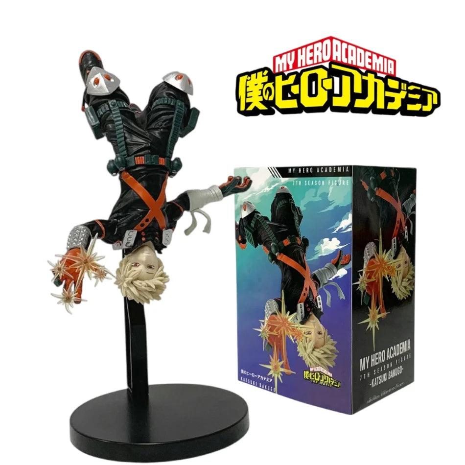 My Hero Academia figurine of character Bakugo on display with collectible box for fans