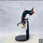 My Hero Academia figurine of a character performing a dynamic upside-down pose on a display stand