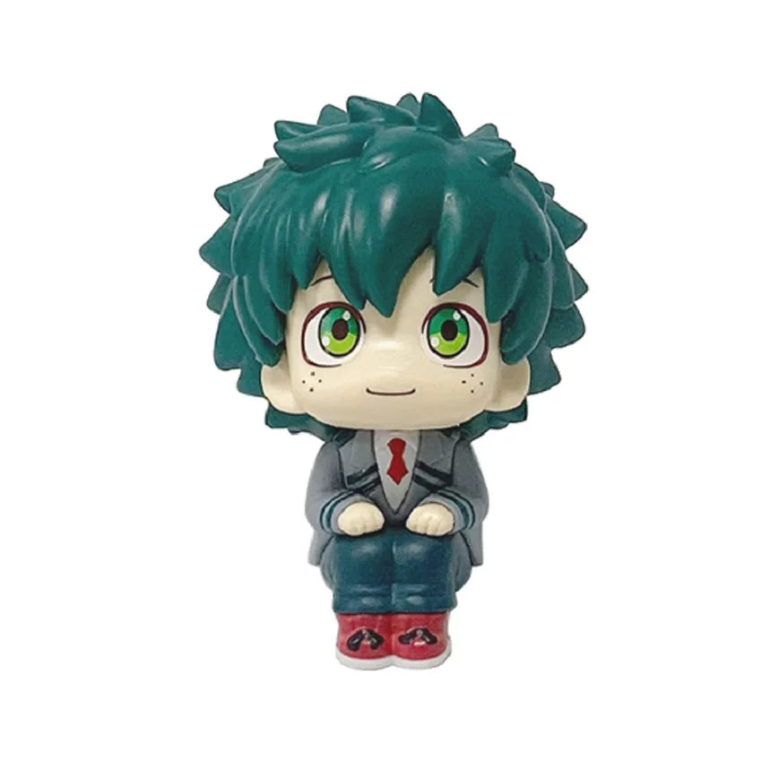 My Hero Academia Deku Mini Figurine in a Sitting Pose with Spiky Green Hair
