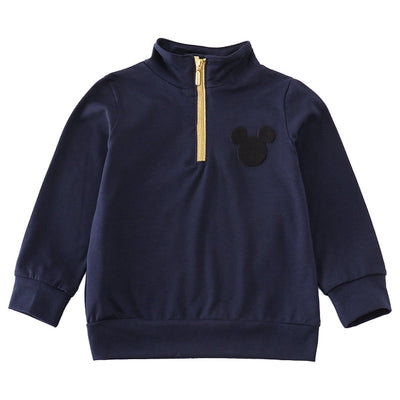 Adorable Navy Character Embroidery Zip Boy Pullover: Perfect Comfort For Stylish Babies & Toddlers - LuckeLadybug LLC