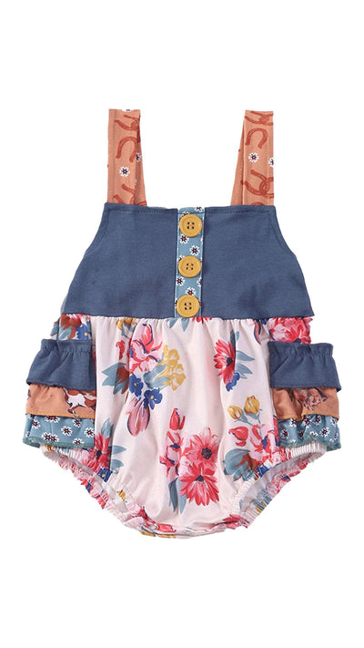 Adorable Navy Floral Bubble Romper For Stylish Babies And Toddlers - LuckeLadybug LLC