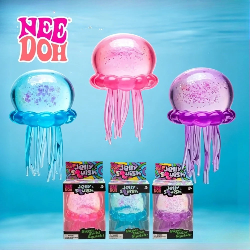 Colorful jellyfish squishies from LuckeLadybug LLC, a sensory fidget toy for stress relief