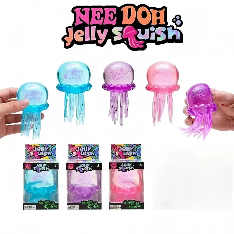 Nee Doh Jelly Squish sensory fidget toy in various colors for stress relief and sensory play