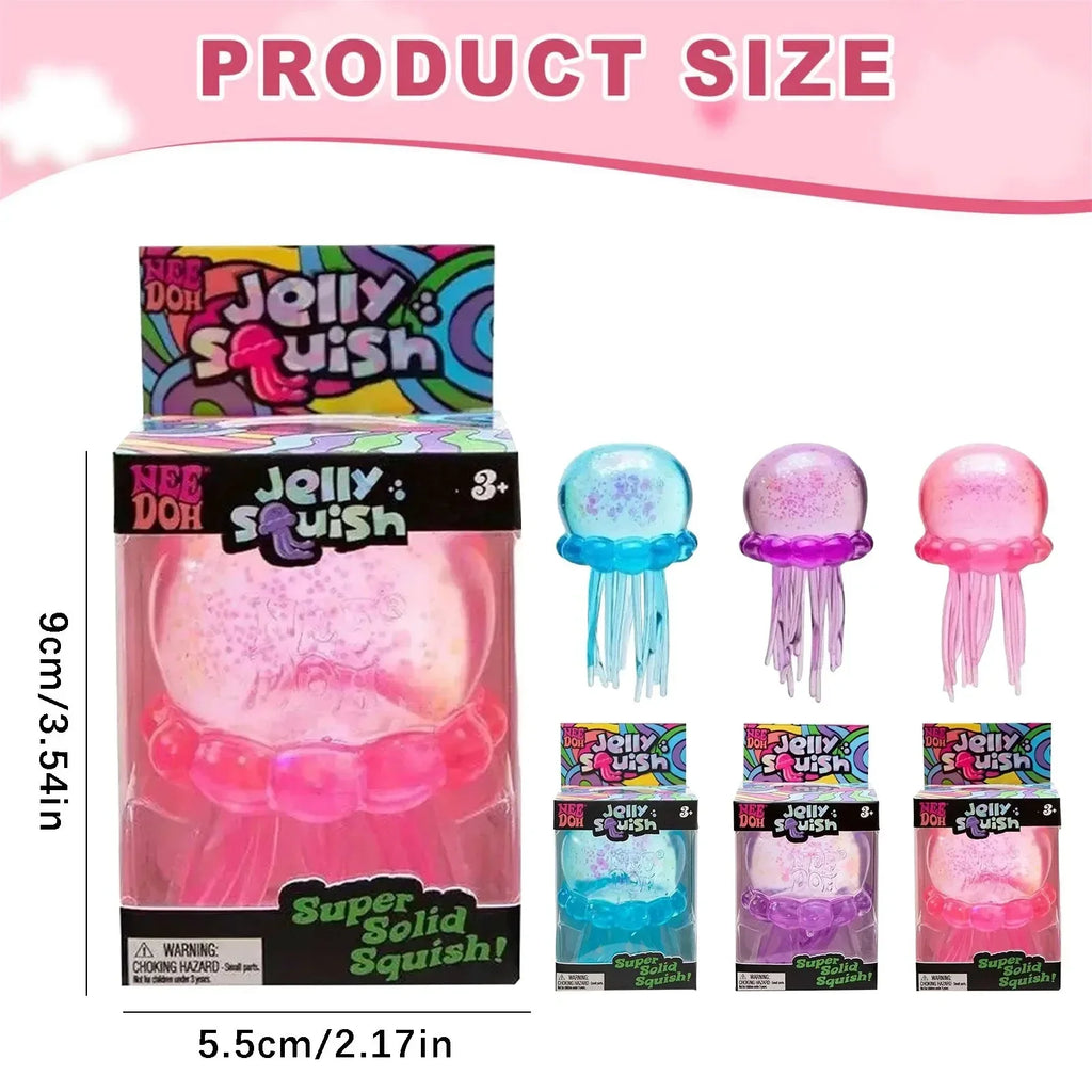 LuckeLadybug sensory fidget toy squishy jellyfish with vibrant colors for stress relief and sensory play