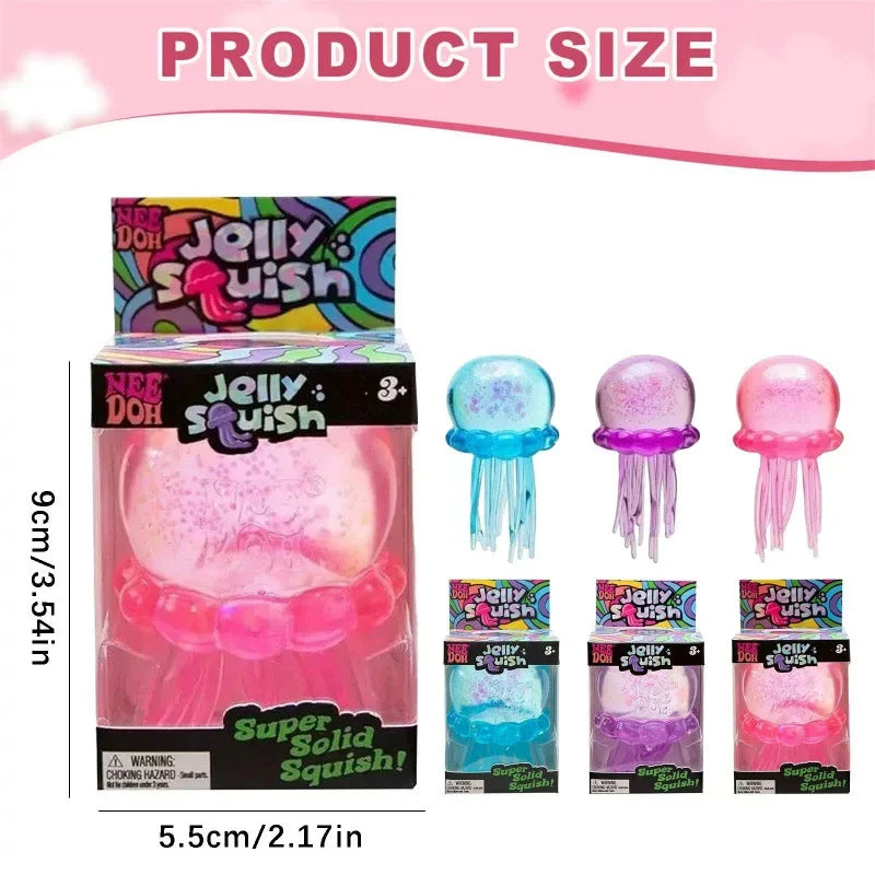 Jelly Squish Sensory Fidget Toy in Pink and Blue for Stress Relief and Fun Play