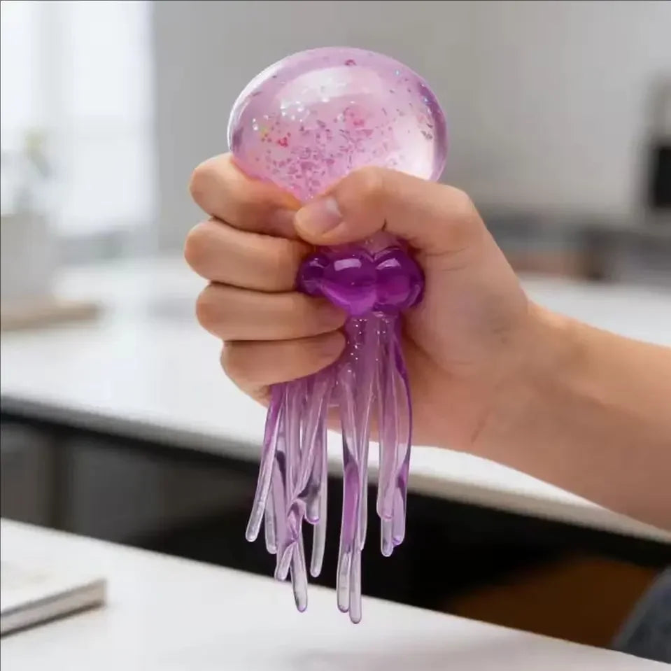 Purple jellyfish squishy sensory fidget toy perfect for stress relief and tactile enjoyment