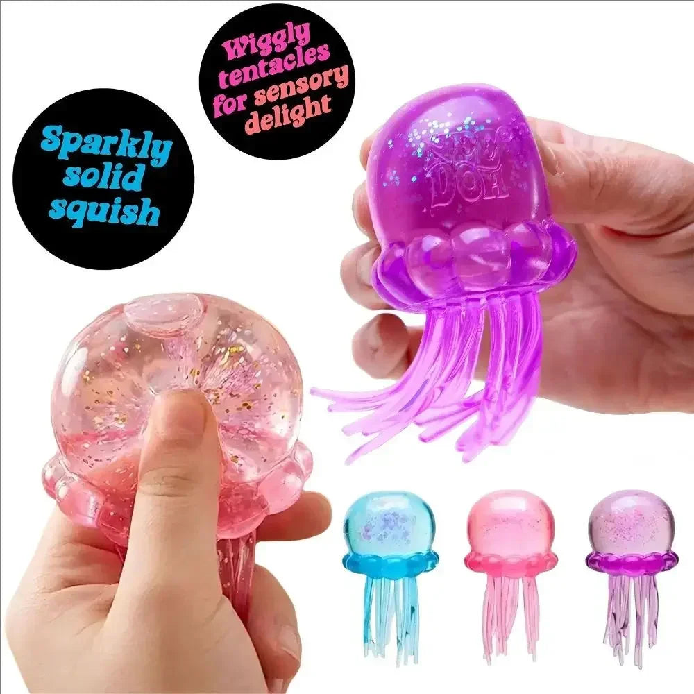 LuckeLadybug sensory fidget toy featuring sparkly jellyfish with wiggly tentacles for stress relief