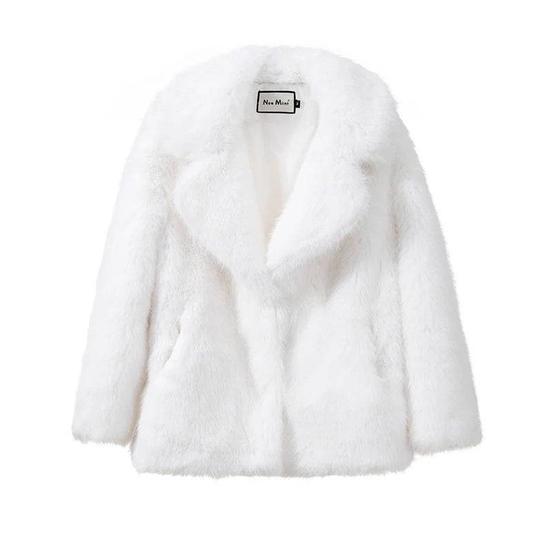 Neo mint faux fur coat for women featuring a soft texture and stylish design