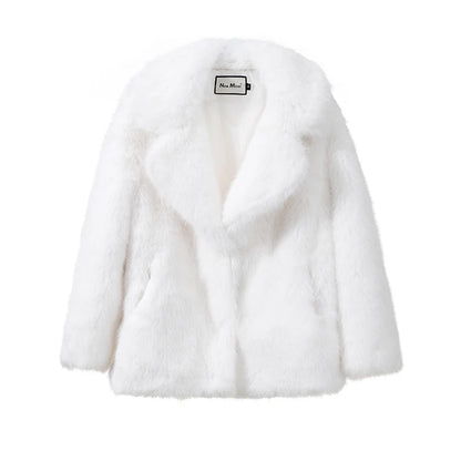 Neo mint faux fur coat for women featuring a soft texture and stylish design