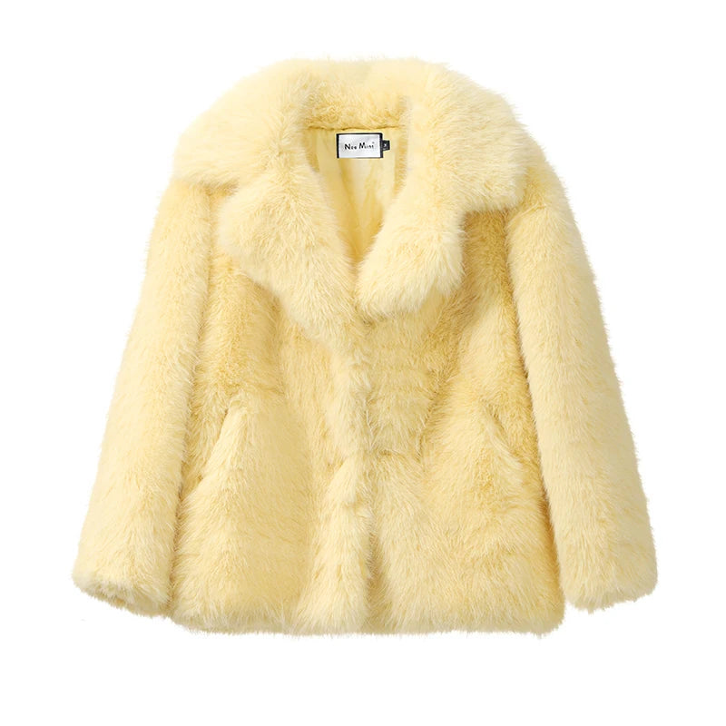 LuckeLadybug LLC Neo Mint Faux Fur Coat for Women with Soft, Cozy Fabric and Stylish Design