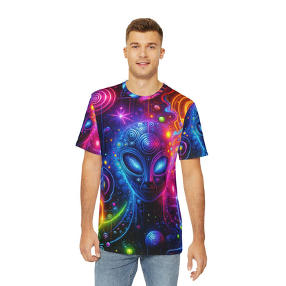 Colorful neon alien graphic t-shirt by LuckeLadybug featuring vibrant designs and bold colors