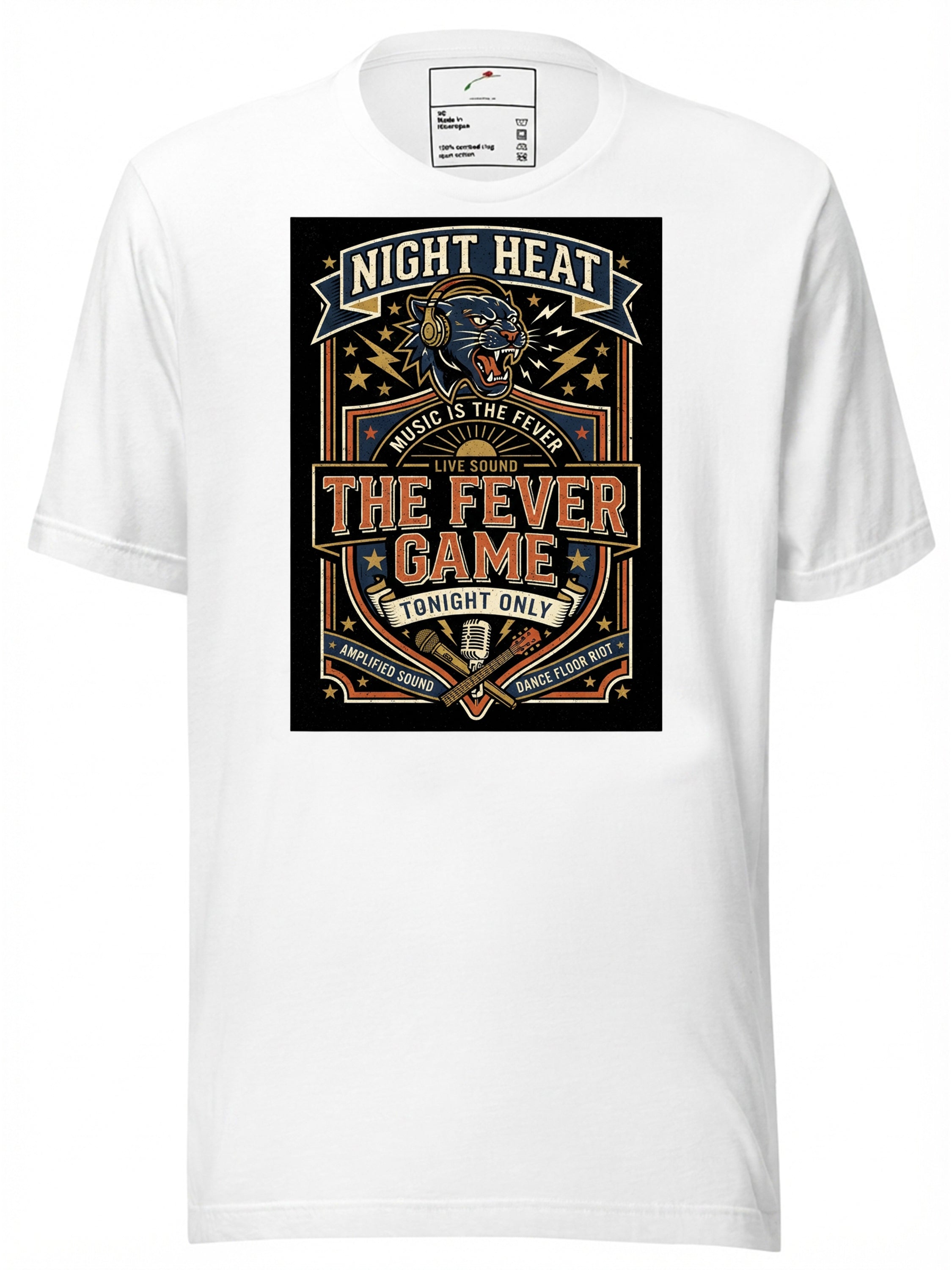 LuckeLadybug graphic tees t shirt featuring a vibrant Night Heat concert design