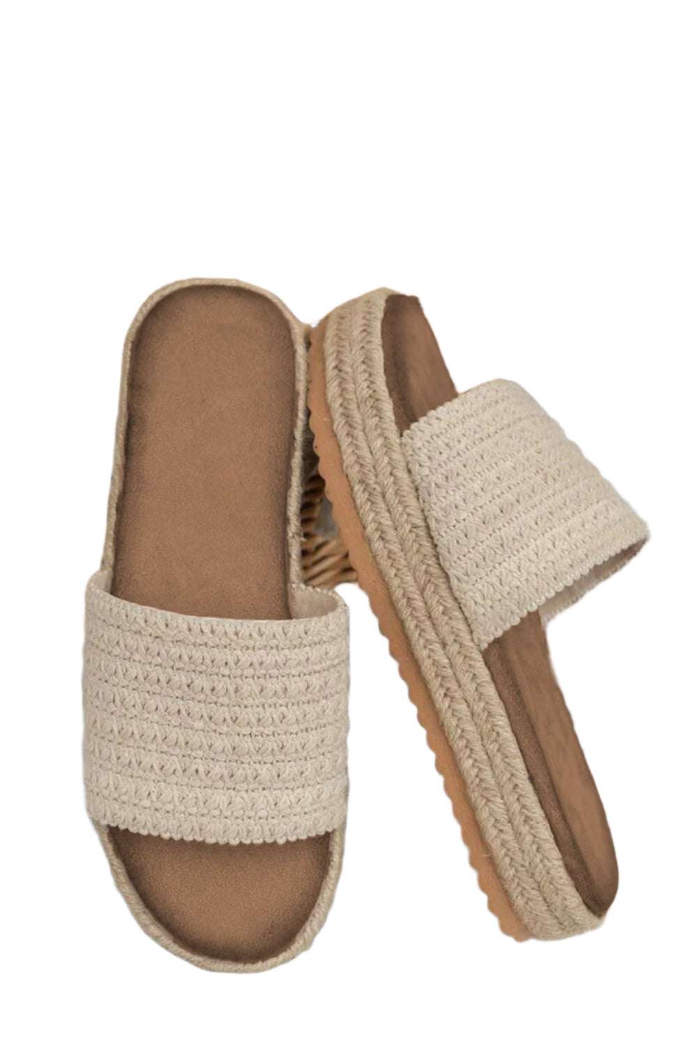 LuckeLadybug LLC non-slip woven sandals for women in beige with cushioned footbed and textured sole