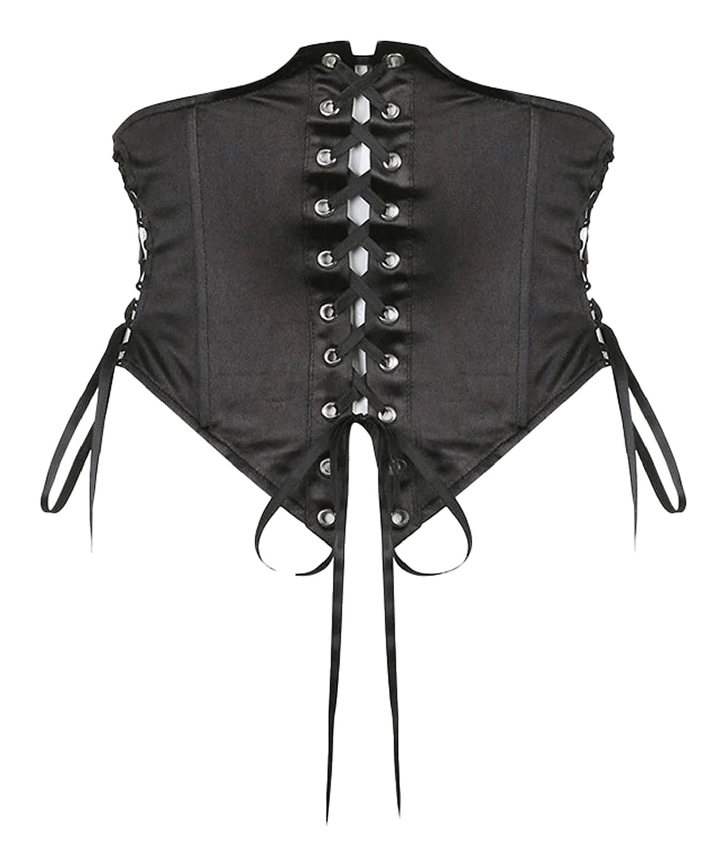 LuckeLadybug LLC Off shoulder puff sleeve mini dress with lace-up detailing in black