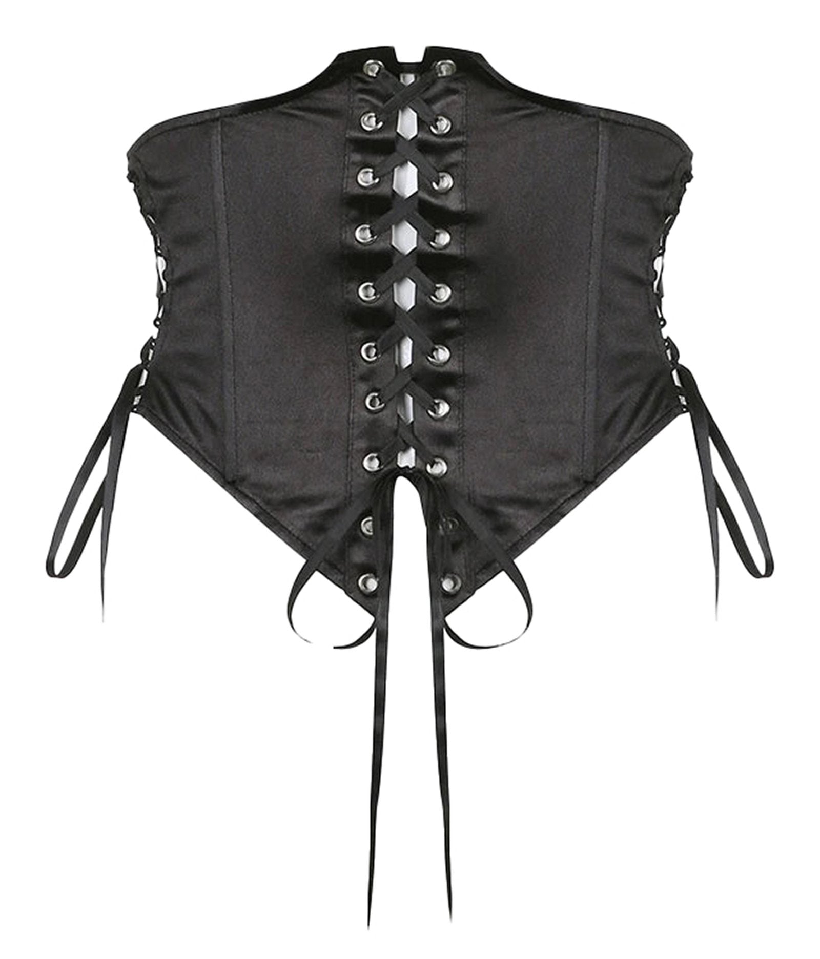LuckeLadybug LLC Off shoulder puff sleeve mini dress with lace-up detailing in black