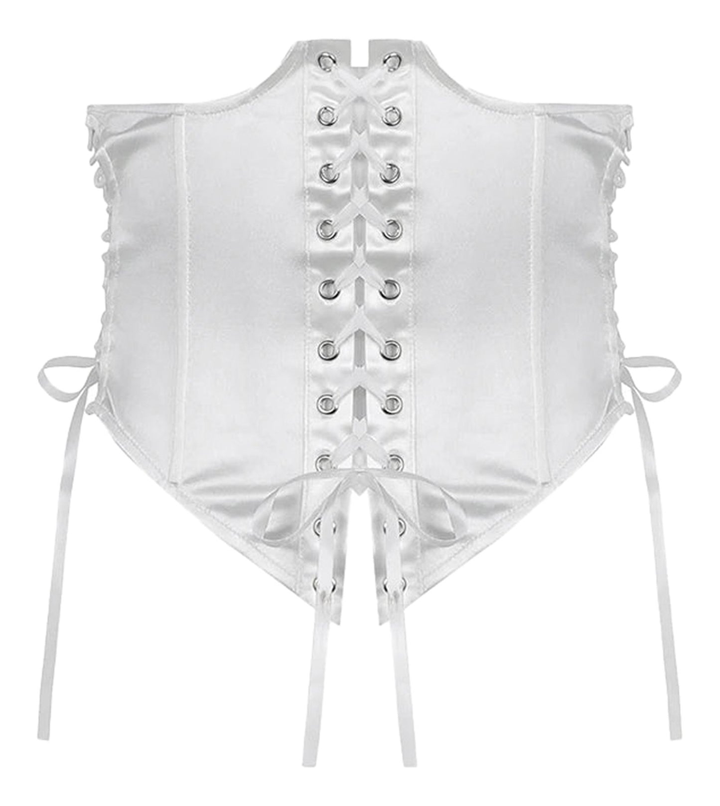 White off shoulder puff sleeve mini dress with lace-up back and ribbon ties for stylish looks