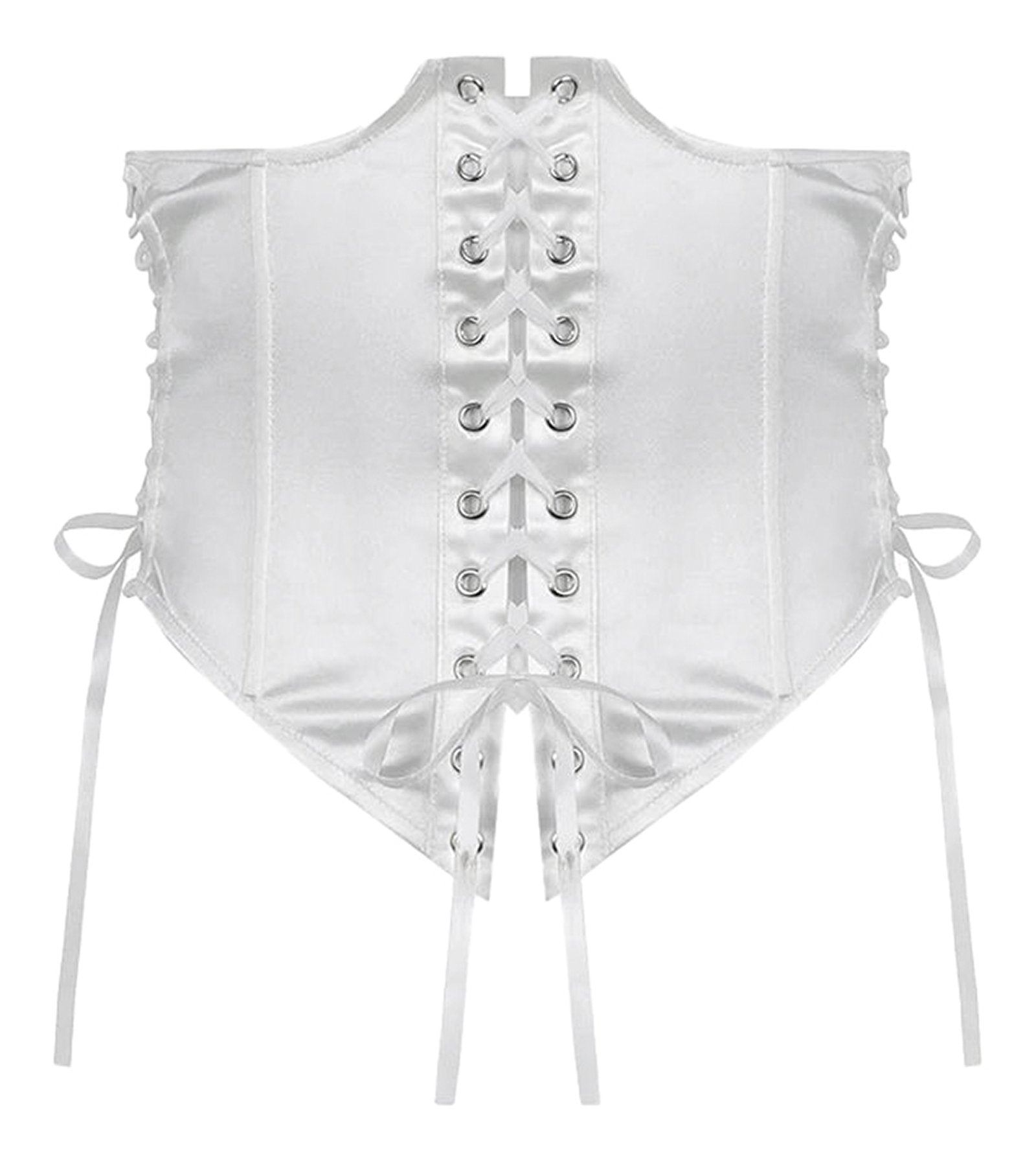 White off shoulder puff sleeve mini dress with lace-up back and ribbon ties for stylish looks