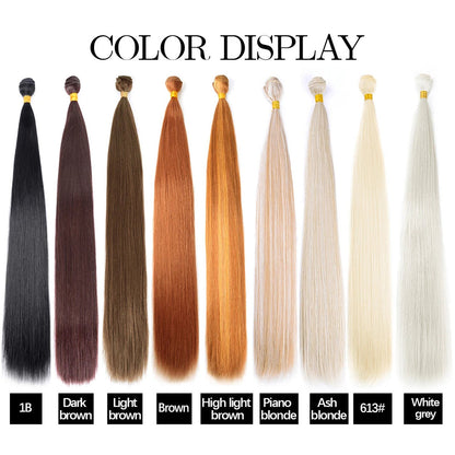 Ombre blonde straight hair bundles displayed in various colors including light and dark shades