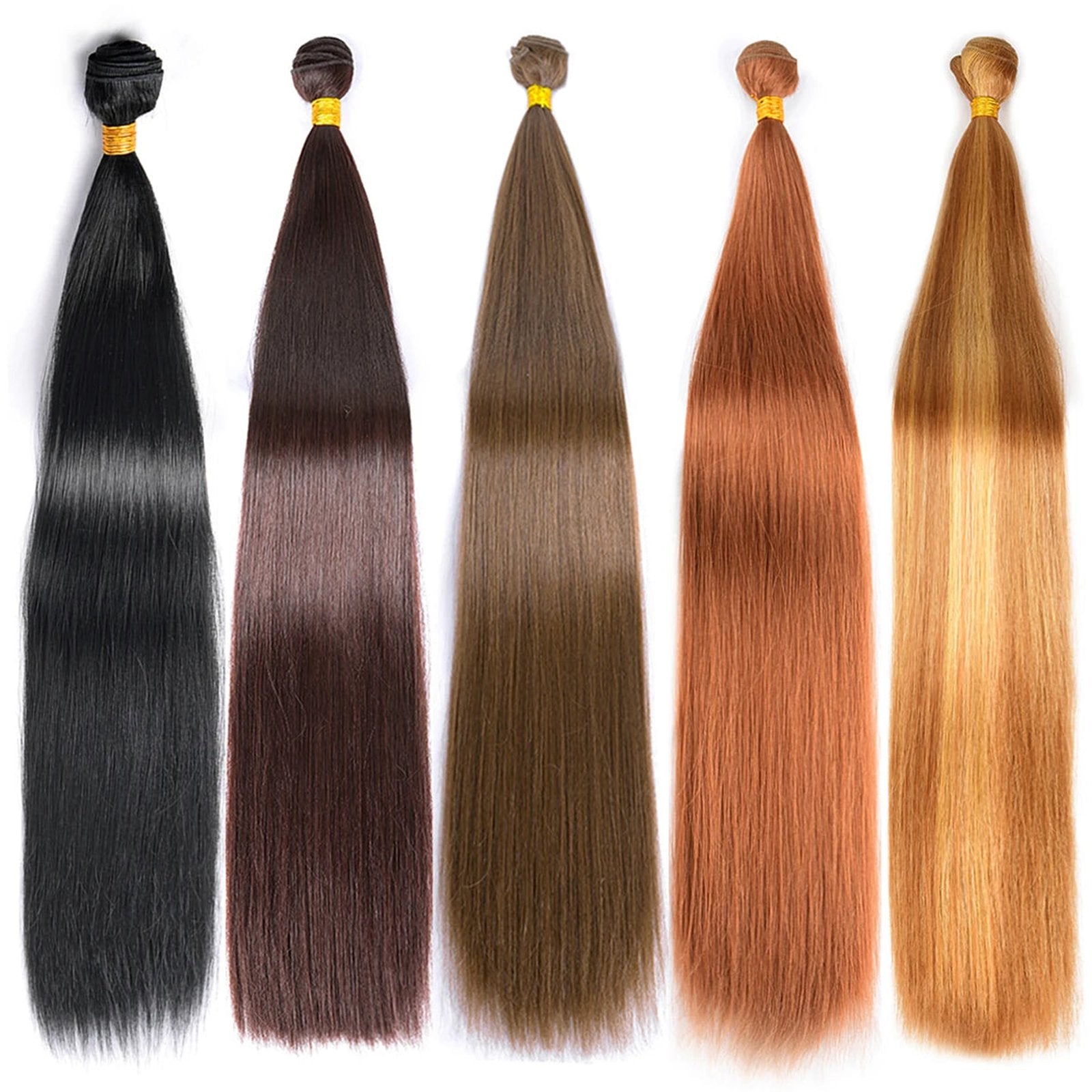 Five bundles of ombre blonde straight hair bundles in various shades for stylish hairstyles