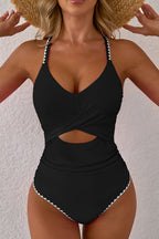 LuckeLadybug LLC stylish one piece swimsuit bathing suits with a cutout design and adjustable straps