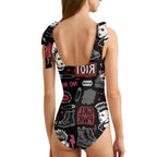 LuckeLadybug One Piece Swimsuit Bathing Suits with Unique Punk Graphics and Stylish Design