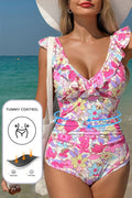 LuckeLadybug LLC Floral One Piece Swimsuit Bathing Suits with Tummy Control Feature for Women
