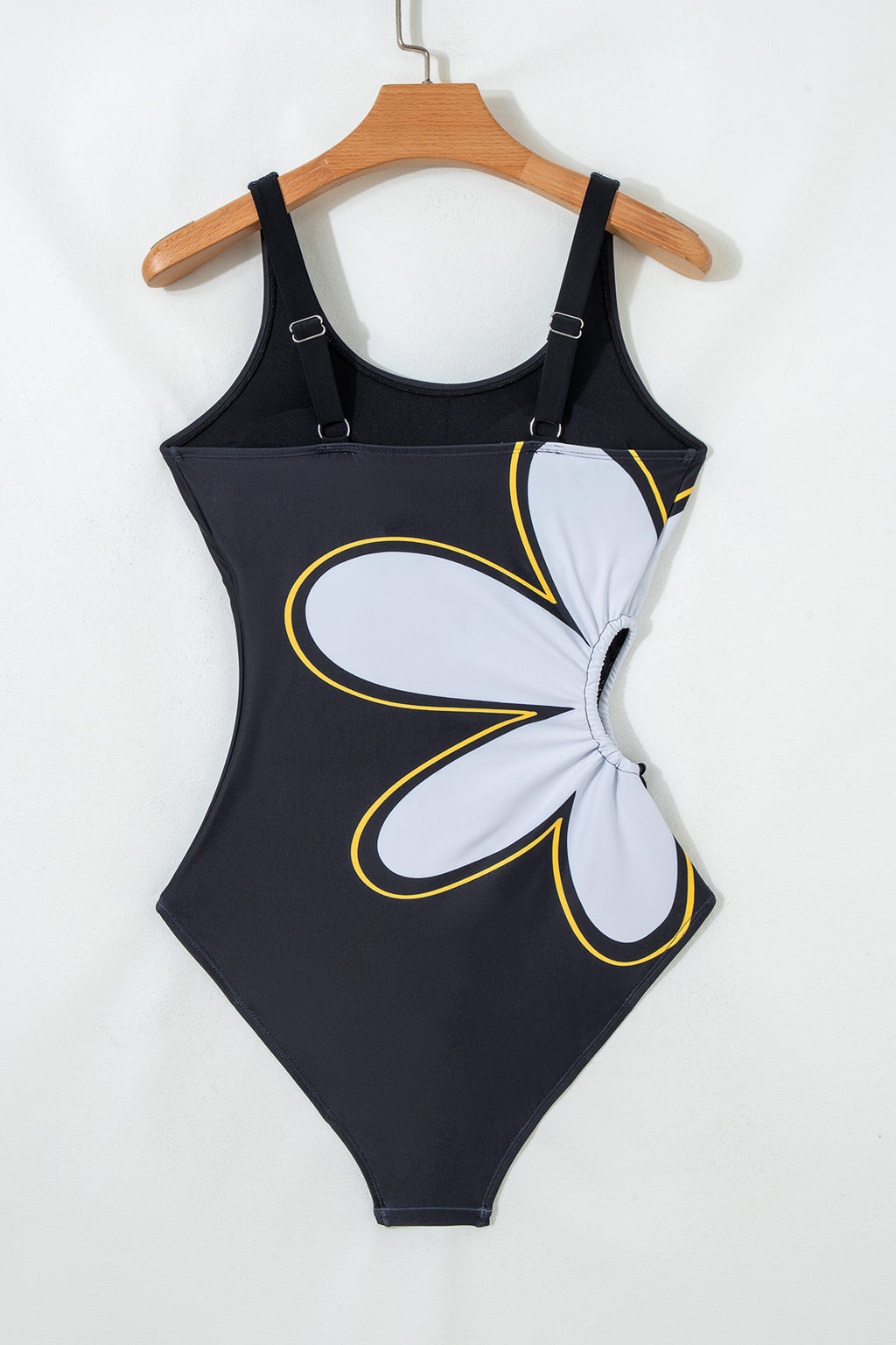 Dear-Lover one piece swimsuit bathing suits featuring a black design with a large flower print