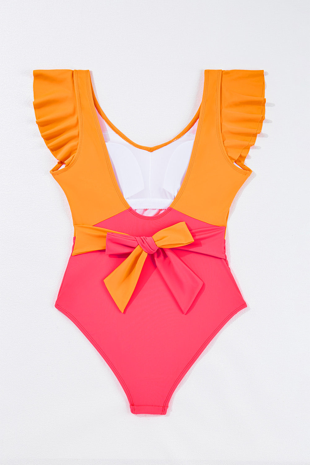 LuckeLadybug LLC one piece swimsuit bathing suits with colorful design and ruffle sleeves
