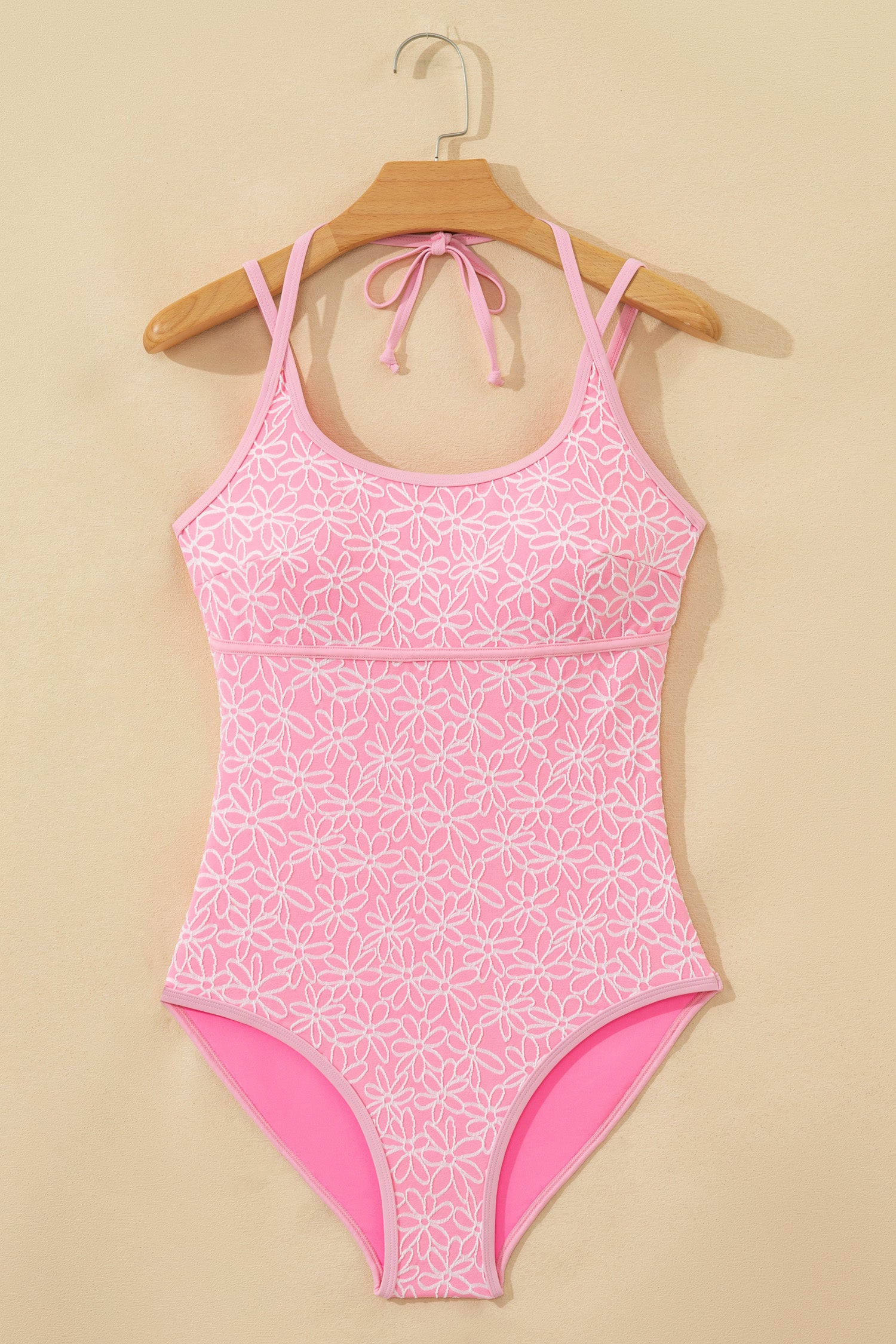 LuckeLadybug LLC Pink One Piece Swimsuit Bathing Suits with Floral Design and Adjustable Straps