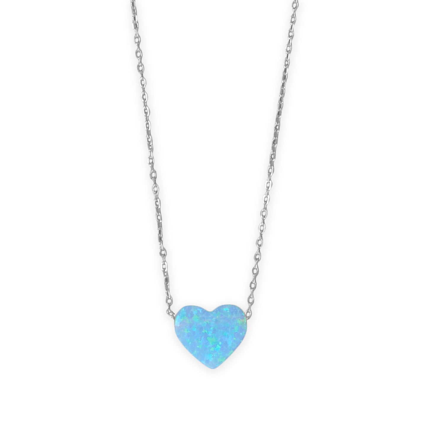 LuckeLadybug LLC opal heart necklace in blue with a delicate chain for a charming look