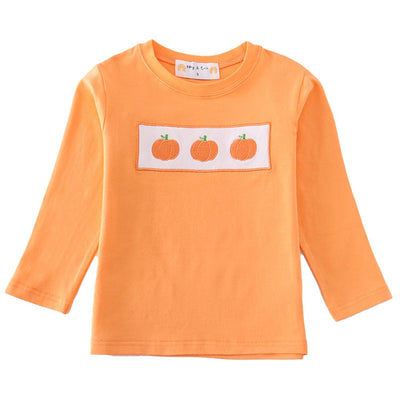 Adorable Orange Pumpkin Embroidery Top For Stylish Babies And Toddlers! - LuckeLadybug LLC