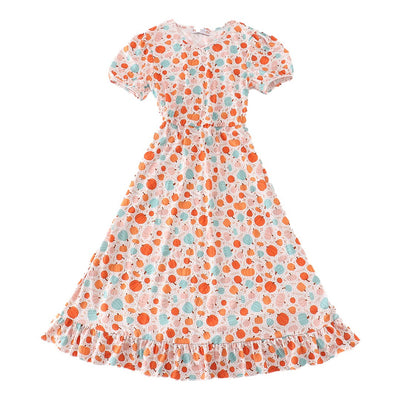 Adorable Orange Pumpkin Print Mom Dress For Stylish Baby And Toddler Matching Outfits - LuckeLadybug LLC