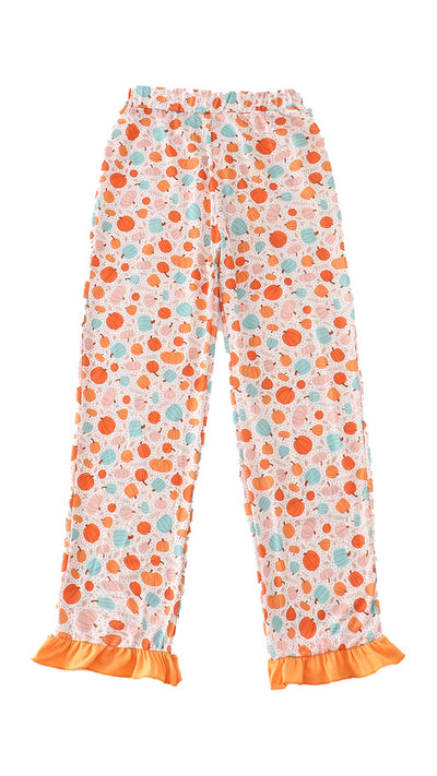 Adorable Orange Pumpkin Print Mom Ruffle Pants For Trendy Babies And Toddlers - LuckeLadybug LLC