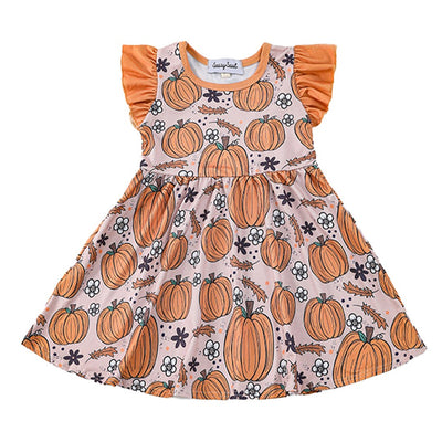 Adorable Orange Pumpkin Ruffle Dress For Your Trendy Baby & Toddler! - LuckeLadybug LLC