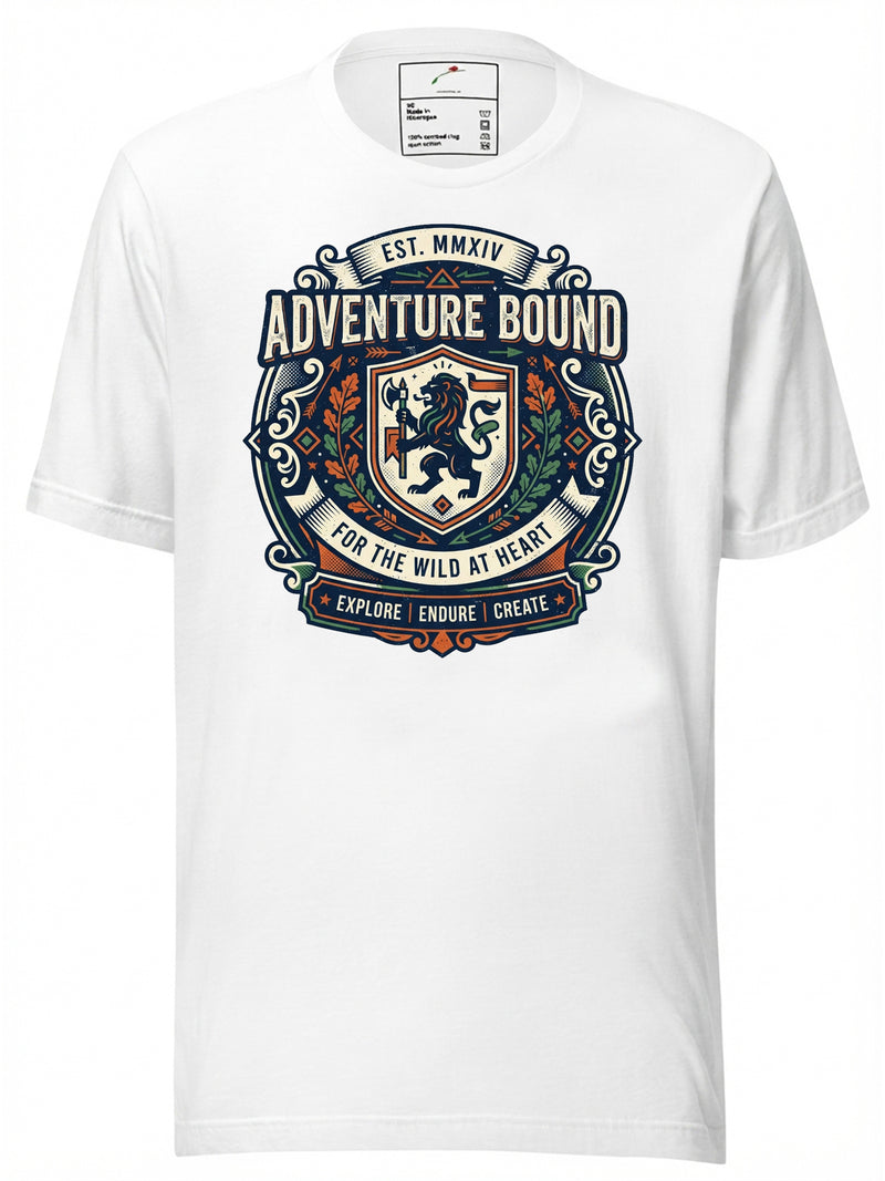Adventure Bound Graphic T-Shirt in White made from organic cotton wear for comfort and style