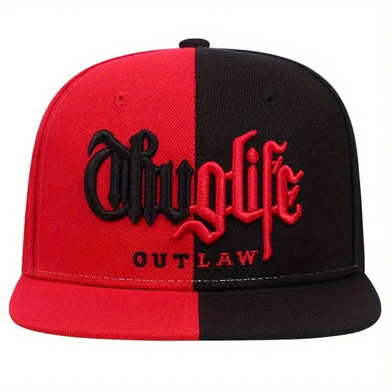 LuckeLadybug LLC Outlaw Hip Hop Hat and Necklace Set with Bold Red and Black Design