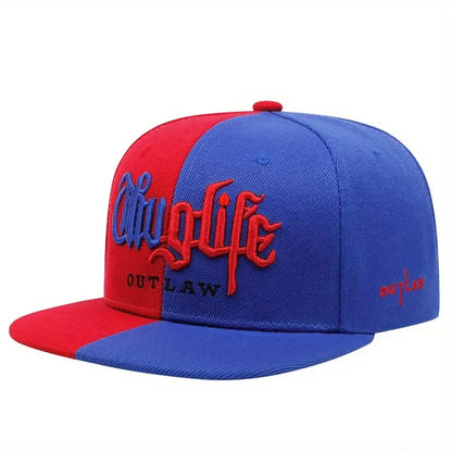 LuckeLadybug LLC Outlaw Hip Hop Hat and Necklace Set in Red and Blue with Stylish Design