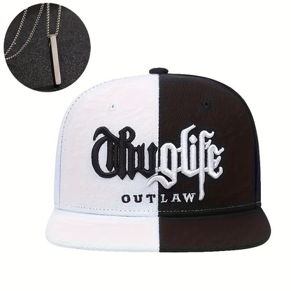 LuckeLadybug LLC Outlaw Hip Hop Hat and Necklace Set featuring stylish black and white design