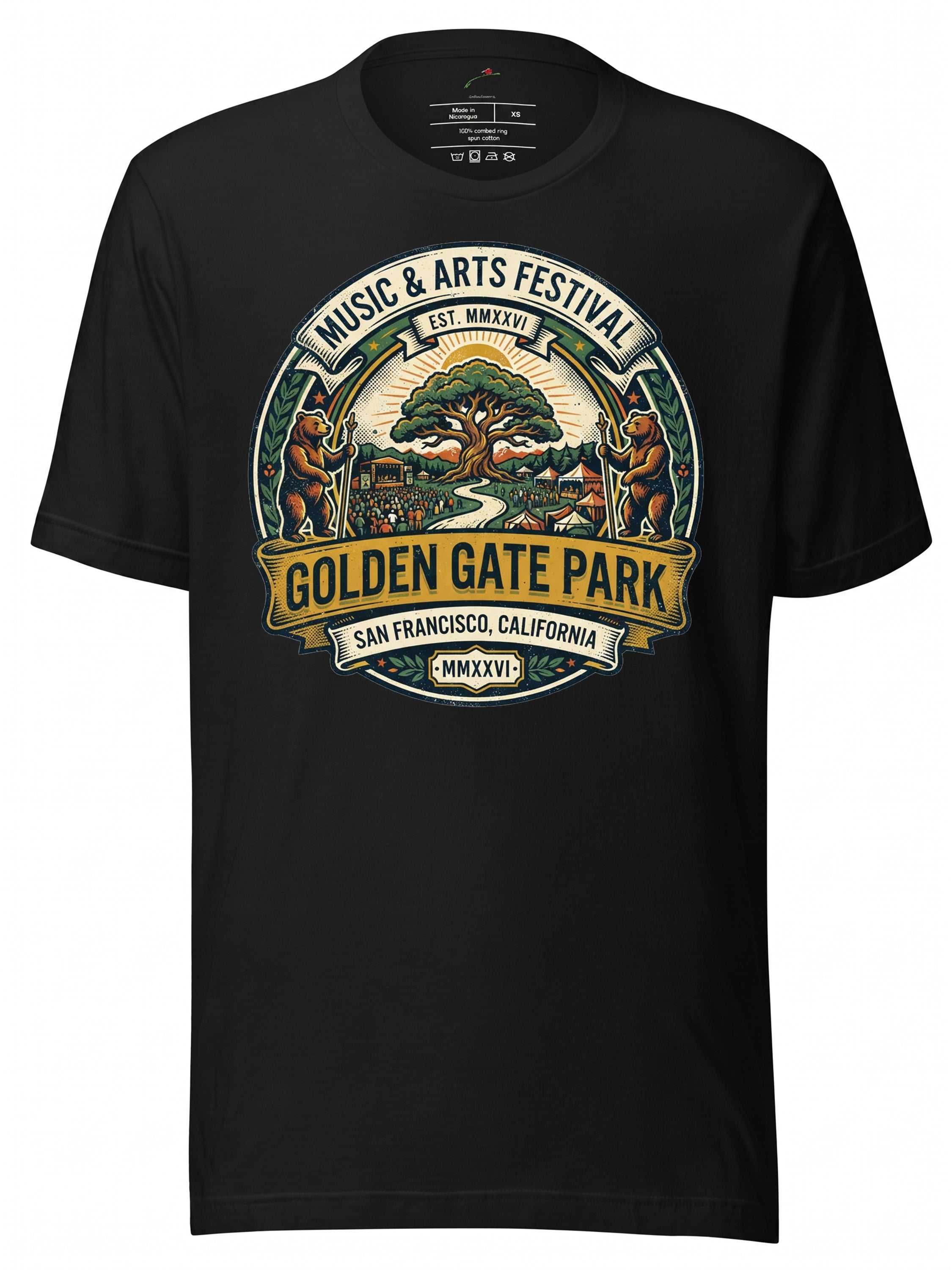 LuckeLadybug T-Shirt featuring the Outside Lands Music Festival design in black with vibrant graphics