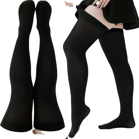 LuckeLadybug LLC Over the Knee Black Socks for Women, perfect for stylish layering and comfort.