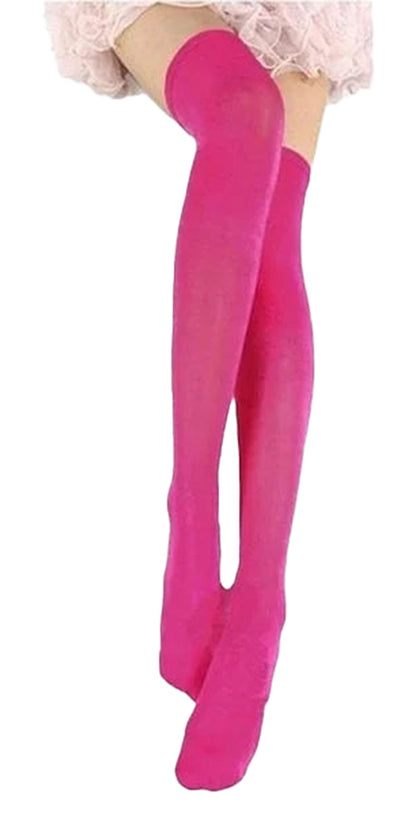 Bright pink thigh-high stockings for women showcasing style and comfort, ideal for fashion lovers