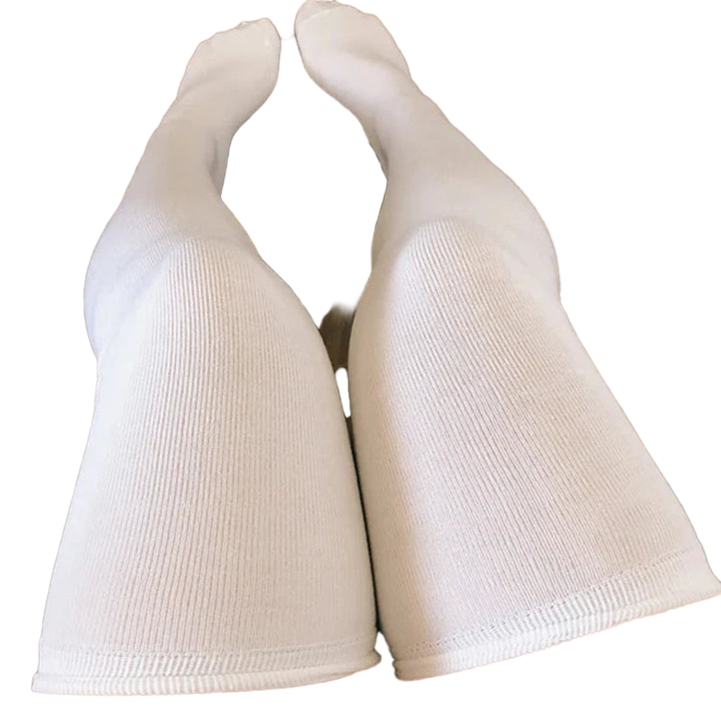 Comfortable LuckeLadybug thigh-high white socks for women, ideal for layering with outfits